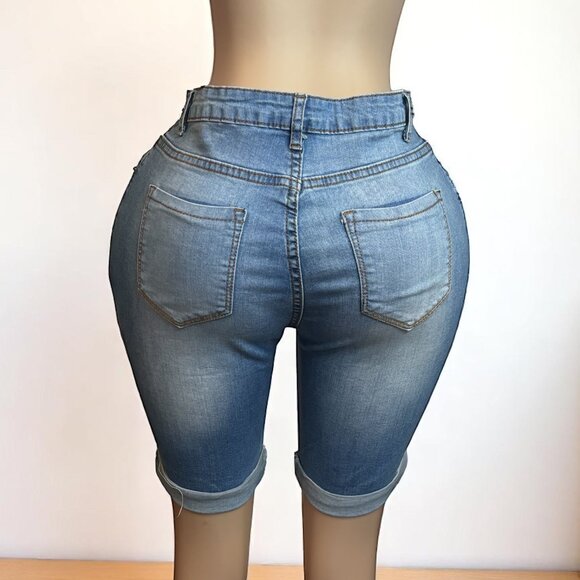 Blue Denim Women Bermuda Shorts - Picture 4 of 5